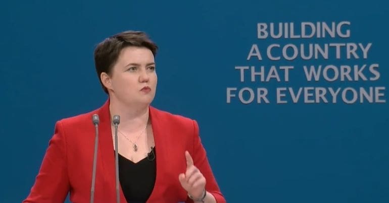 Ruth Davidson doing a speech at the Tory party conference