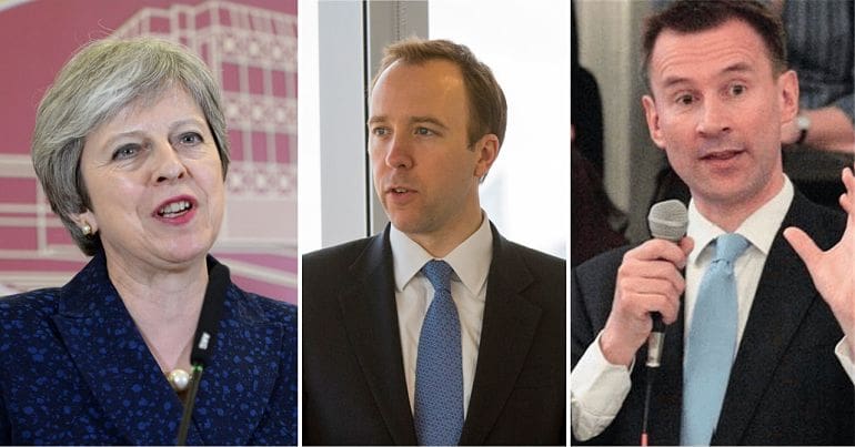 Theresa May, Matt Hancock and Jeremy Hunt