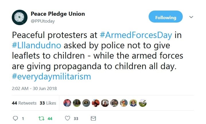 Peace pledge in wales threatened by cops