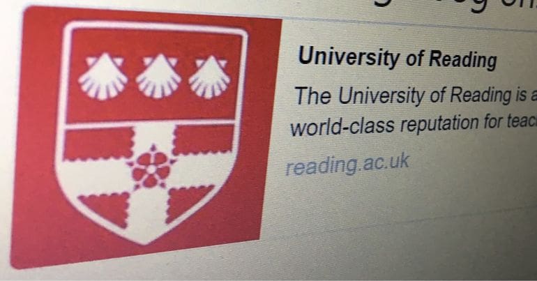 Screen photo of University of Reading Twitter post