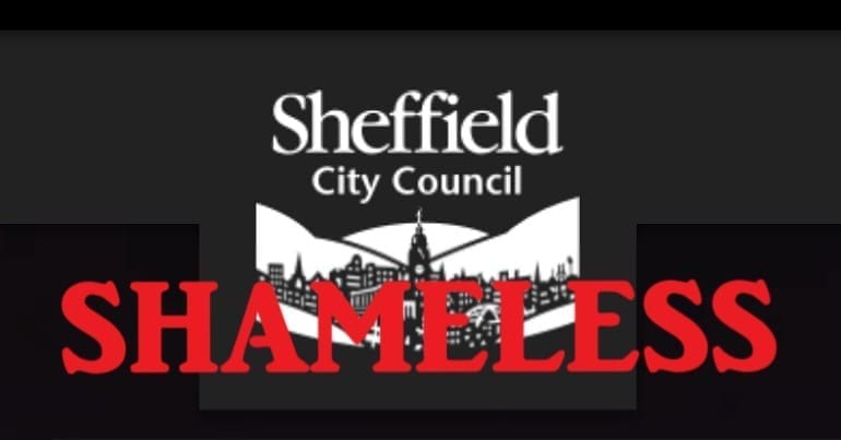 Sheffield City Council logo with shameless written over it