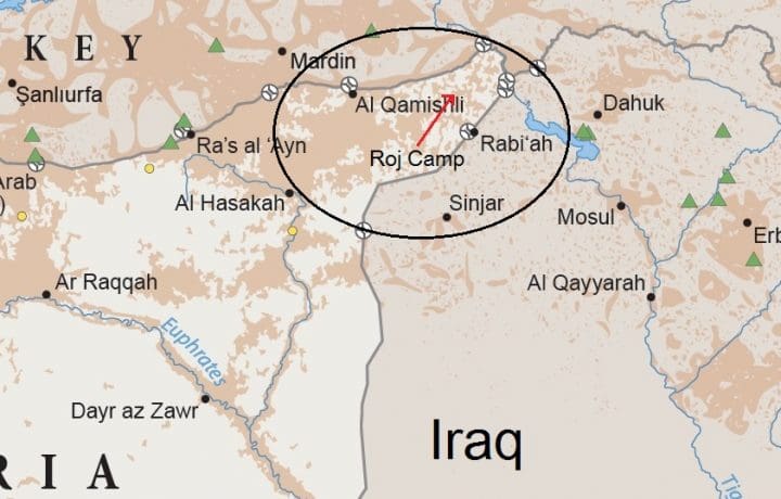 Roj Camp is located where Syria meets Turkey and Iraq