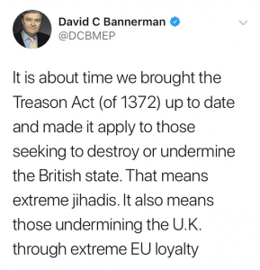 MEP David Bannerman deleted tweet
