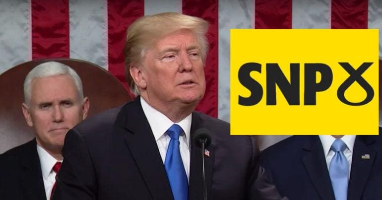 Donald Trump and SNP logo