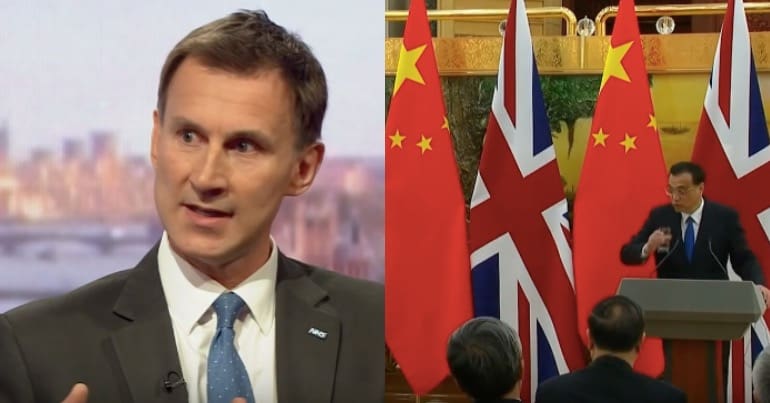 Hunt (left) China UK talks (right)