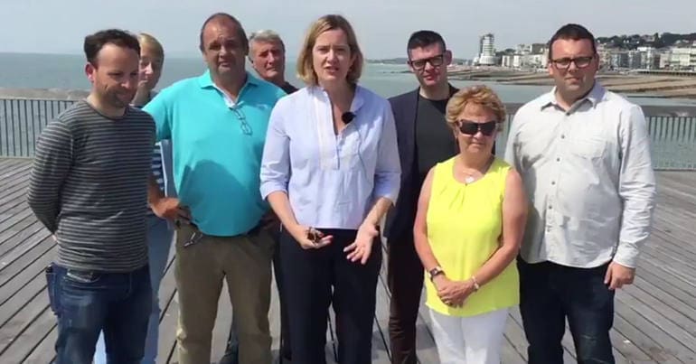 Amber Rudd and 7 Conservatives on Hastings pier
