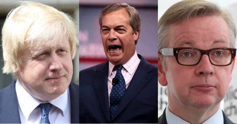 Boris Johnson, Nigel Farage and Michael Gove second referendum