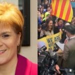 Nicola Sturgeon and catalan protest in Scotland