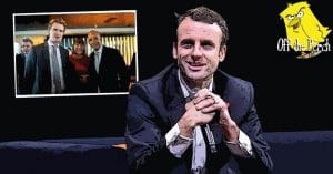 President Macron smiling with some Labour centrists behind him