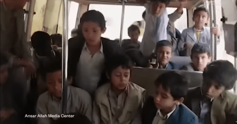 Yemeni children on a school bus