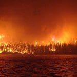 A wildfire burns in British Columbia