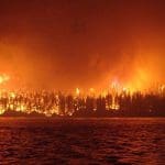A wildfire burns in British Columbia