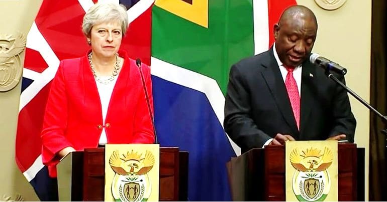 Theresa May and president of South Africa