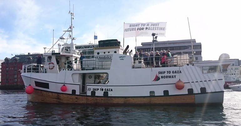 Al Awda as it sails out of port from Norway