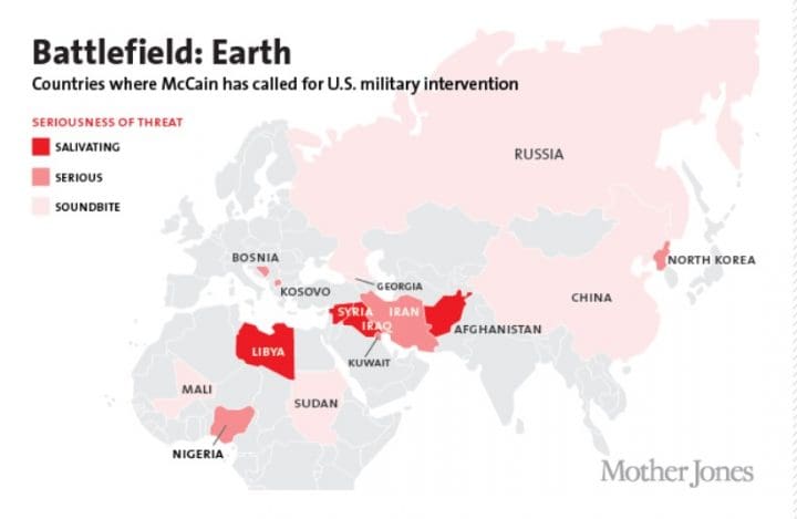 13 countries John McCain wanted to bomb, invade or destabalise
