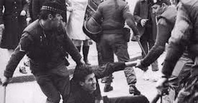 Photo of arrests during 1971 internment protests in Northern Ireland