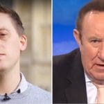 A split screen of Owen Jones and Andrew Neil