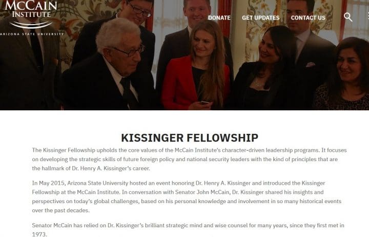 McCain institute set-up a Kissinger Fellowship