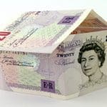Twenty pound notes in the shape of a house