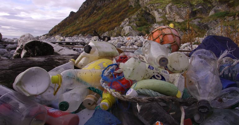 Plastic waste on a beach
