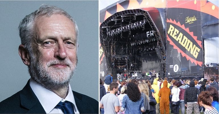 Jeremy Corbyn and Reading Festival