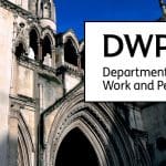 Royal Courts of Justice and the DWP logo
