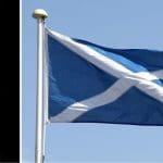BBC logo and Scottish flag
