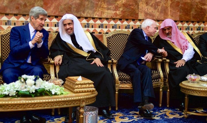 John MCCain and Secretary Kerry in Saudi Arabia with members of the Royal Family Jan 2015