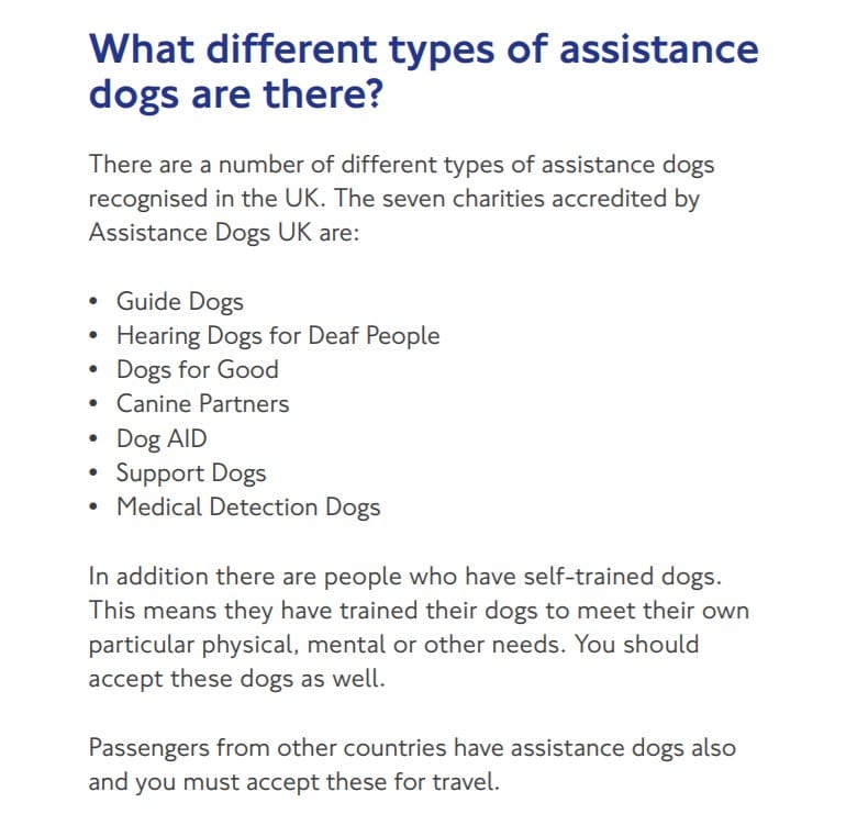 TfL guidance on assistance dogs