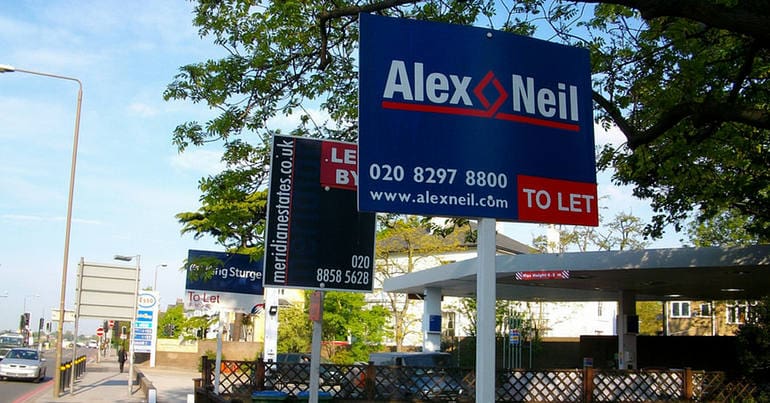 To let signs on a street in London
