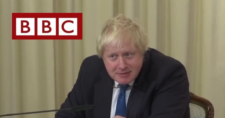 BBC logo and Boris Johnson