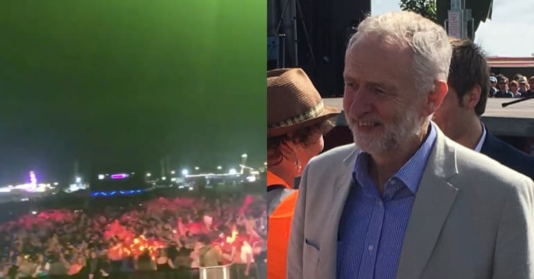 Crowd at Boardmasters and Jeremy Corbyn