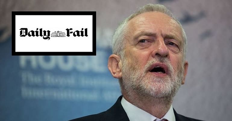 Jeremy Corbyn and Daily Mail logo