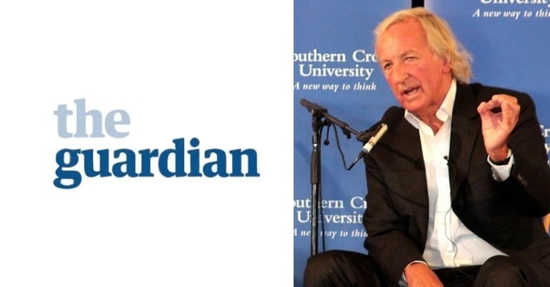 John Pilger and Guardian logo
