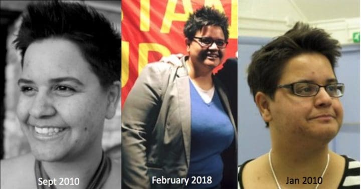 Images of Kerry-Anne Mendoza at different weights