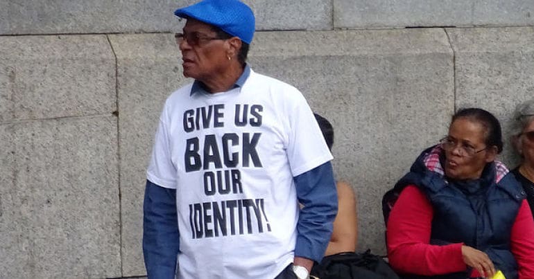 Chagos Islanders protest in Trafalgar Square in 2018