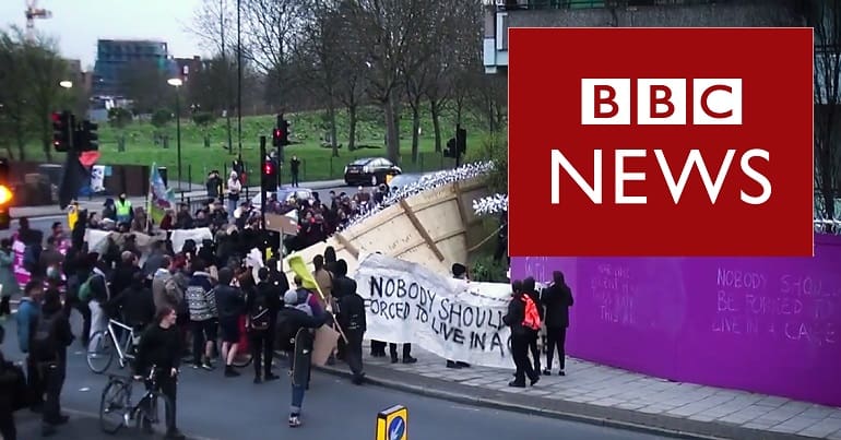 A picture of social cleansing and the BBC logo