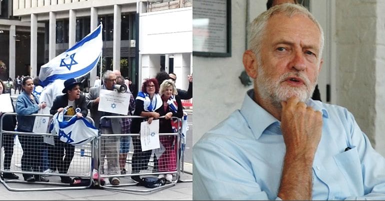 Right-wing protesters outside Labour HQ and Jeremy Corbyn