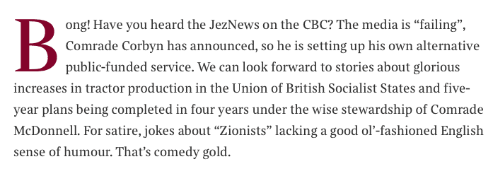Paragraph of Times report on Corbyn's media reforms