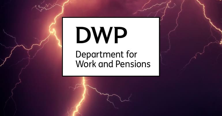 The DWP logo and lightening