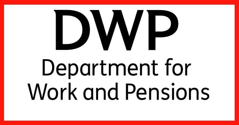 The DWP logo with a red border