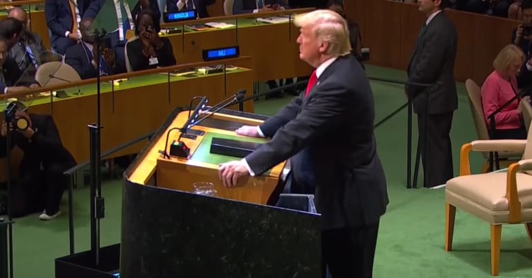 Trump addresses the 73rd meeting of the UN General Assembly.
