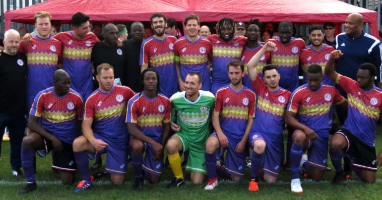 Clapton CFC team in away kit