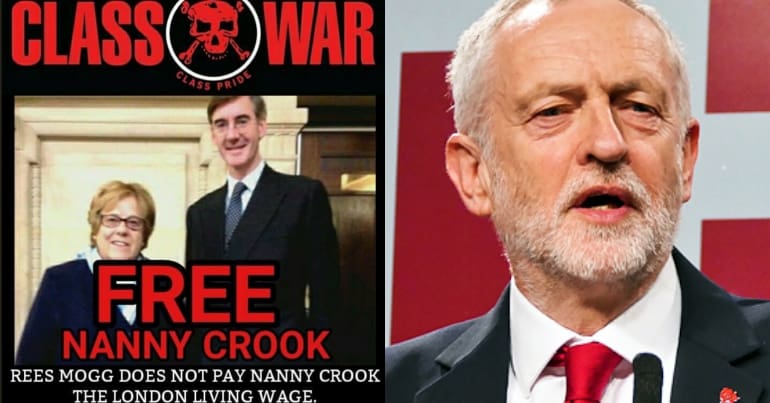 Class War poster and Jeremy Corbyn