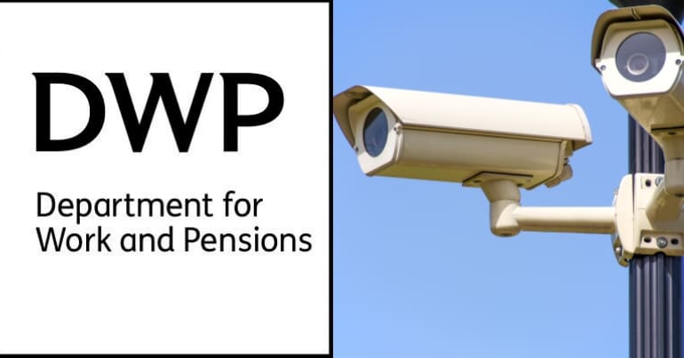 DWP logo and CCTV cameras
