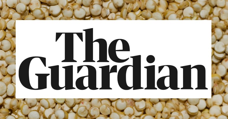 The Guardian logo over a photo of quinoa