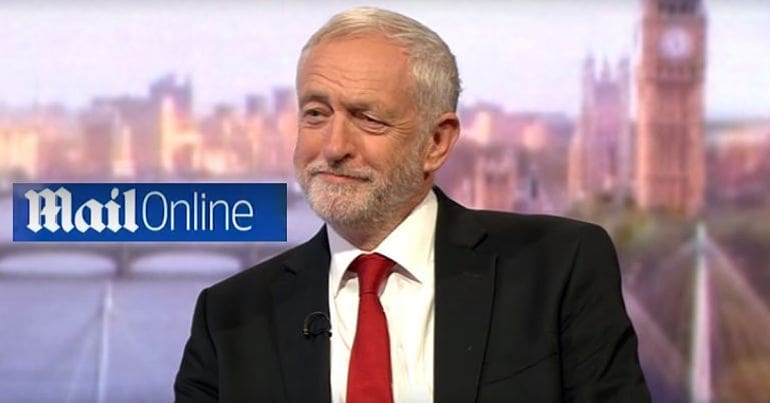 Jeremy Corbyn and the Mail Online logo