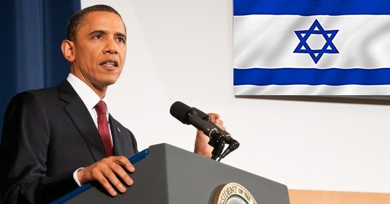 Barack Obama and Israel's flag