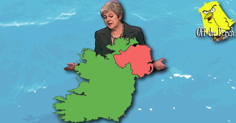 Theresa May staring down at Ireland