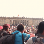 Students and teachers at Bogotá's Plaza de Bolivar